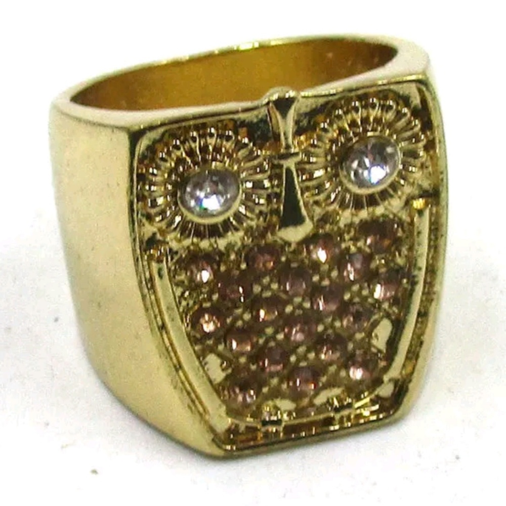 Rhinestone Owl Ring